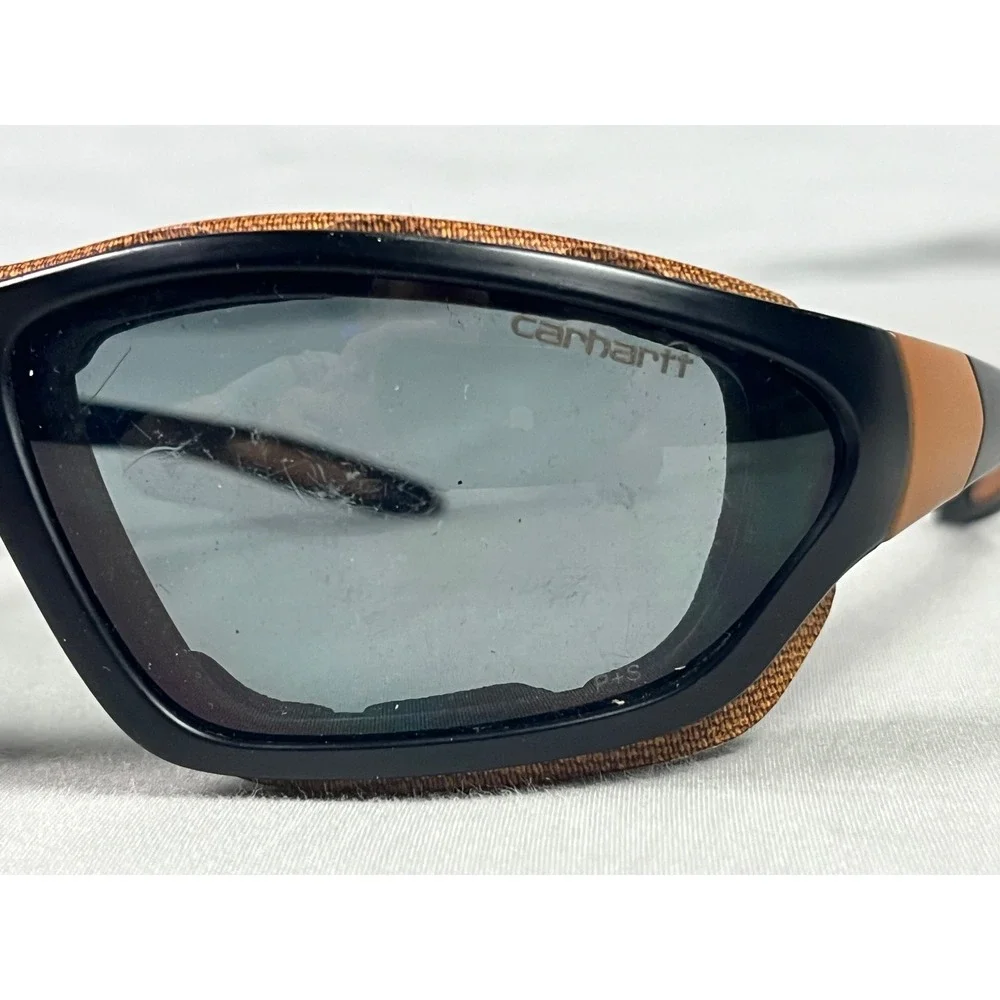 Carhartt Mens Black Brown Wrap Around Safety Sunglasses Foam Padded Anti Fog